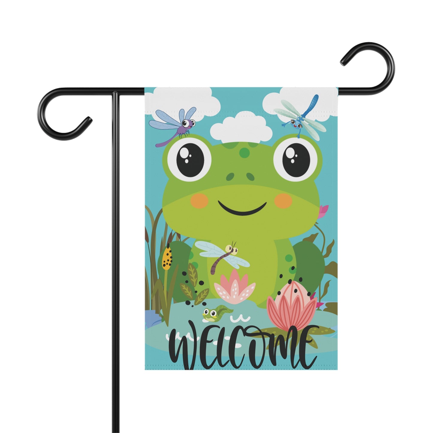 Enchanting Frog and Bugs Welcome Flag