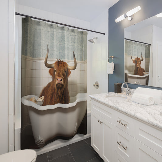 Highland Cow in Tub Shower Curtain