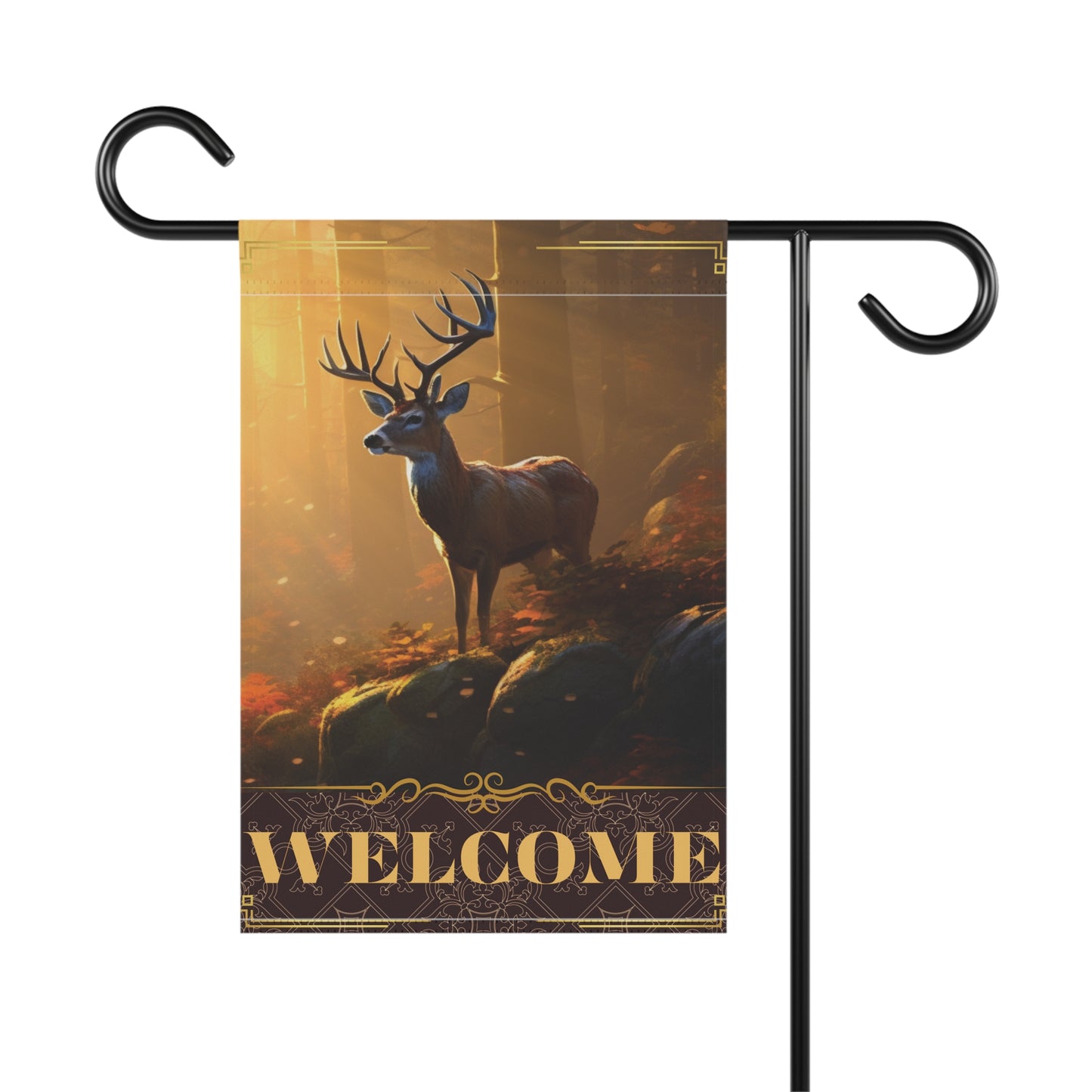 Welcome Whitetail Deer in the Forest Flag