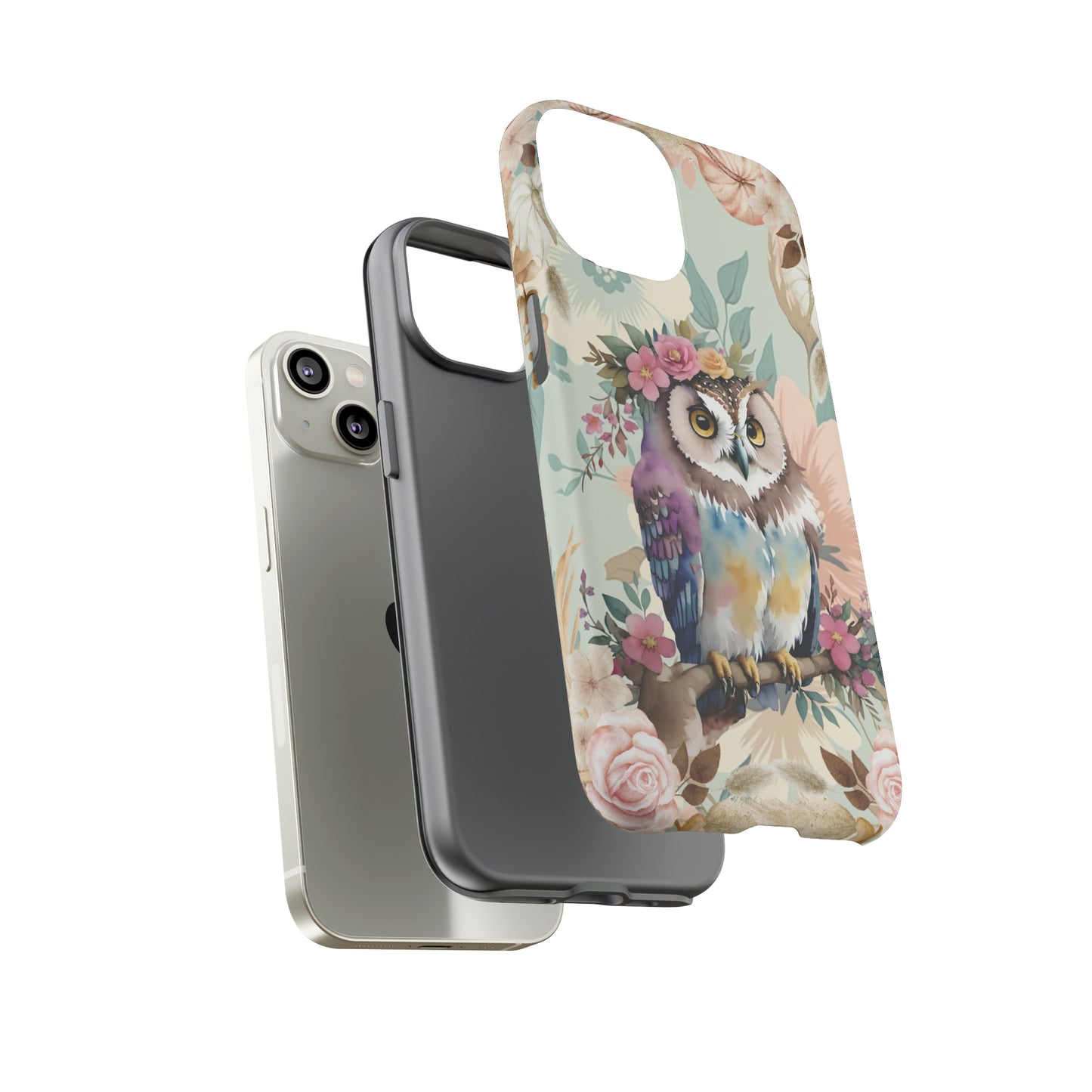 Boho Owl with Flowers Tough Phone Case