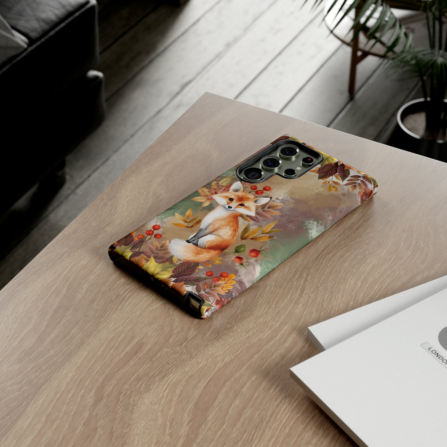 Whimsical Fox and Fall Leaves Tough Phone Case