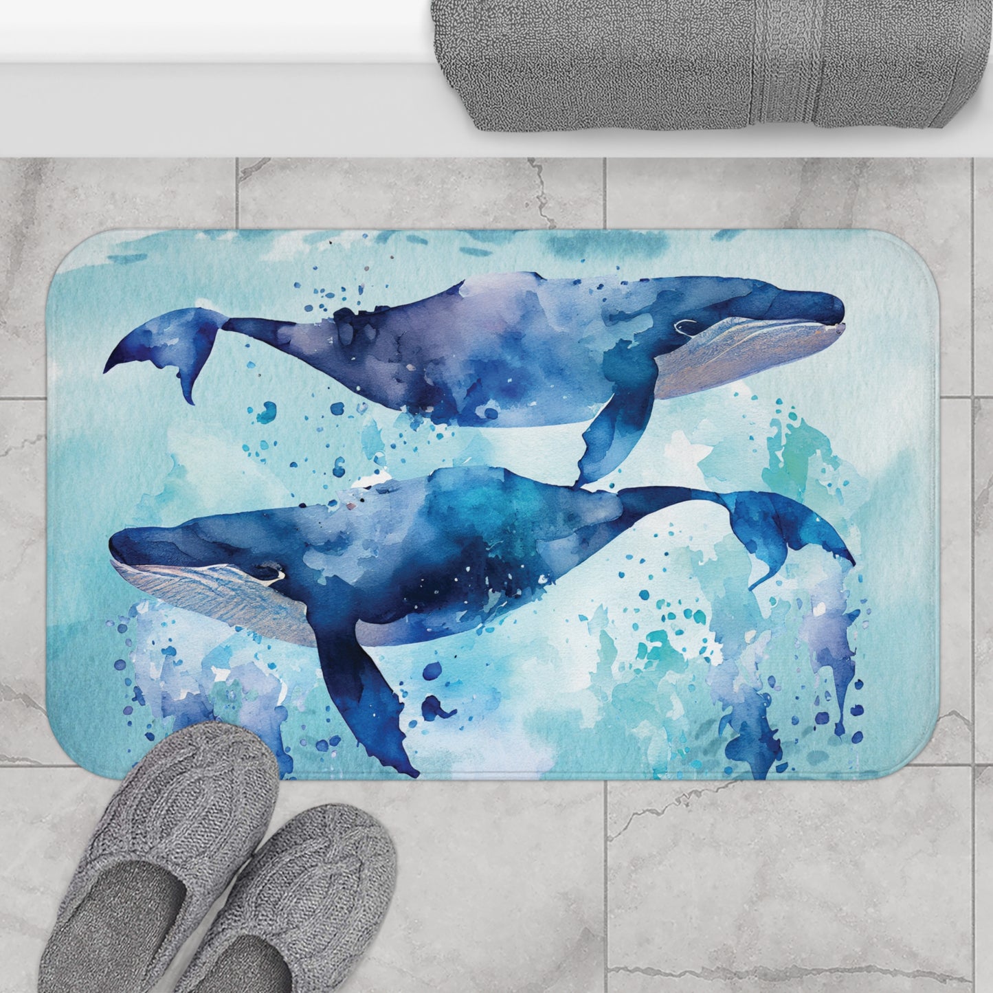 Bath Mat with Whales