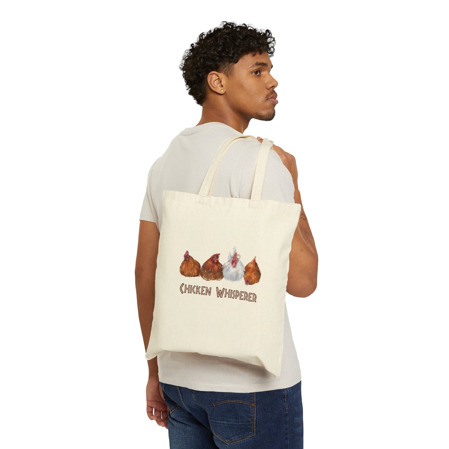 Unique Cotton Canvas Chicken Whisperer Tote Bag Chicken Lover Gift Shopping Bag