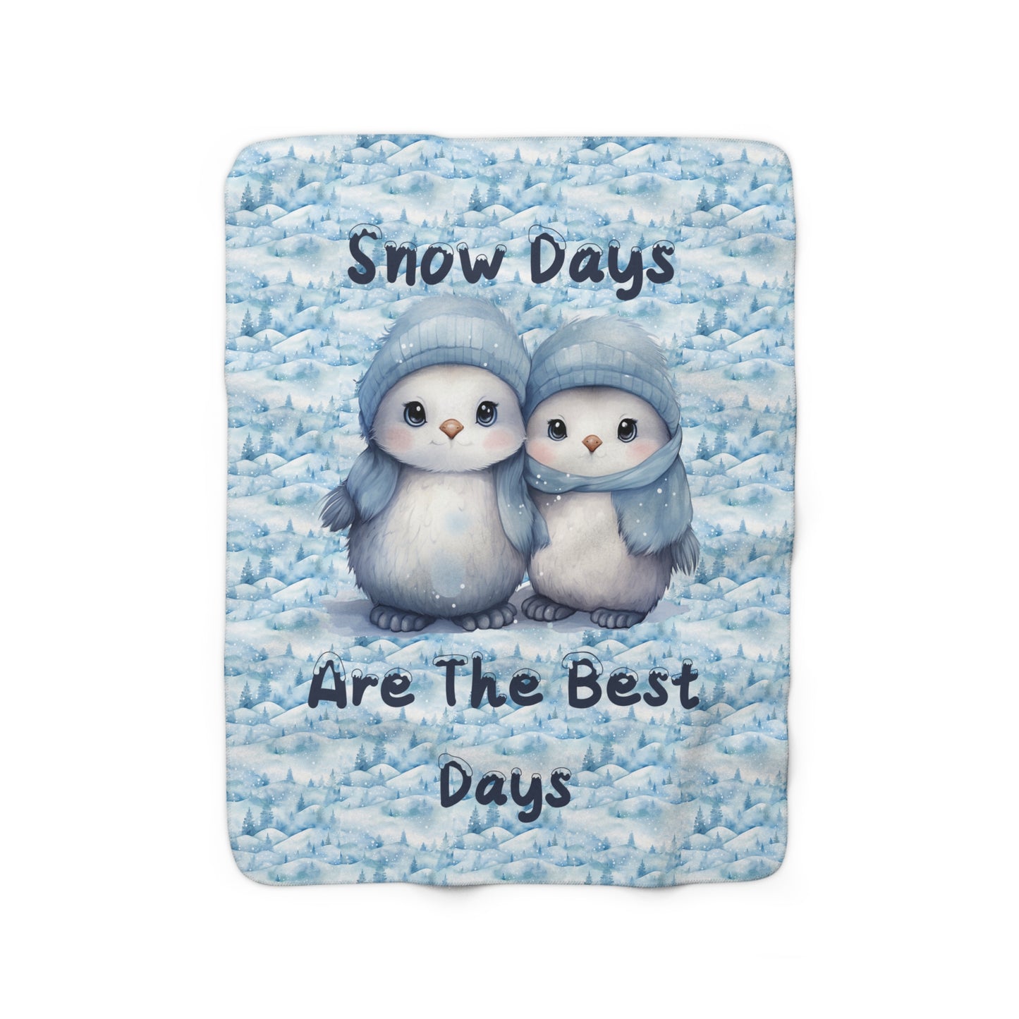Cozy Snowy Penguins Sherpa Fleece Blanket - Winter Home Decor - Throw Blanket