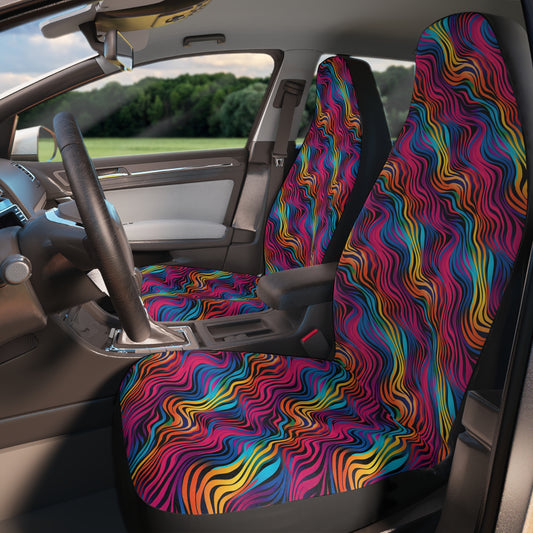 Neon Zebra Stripes Polyester Car Seat Covers