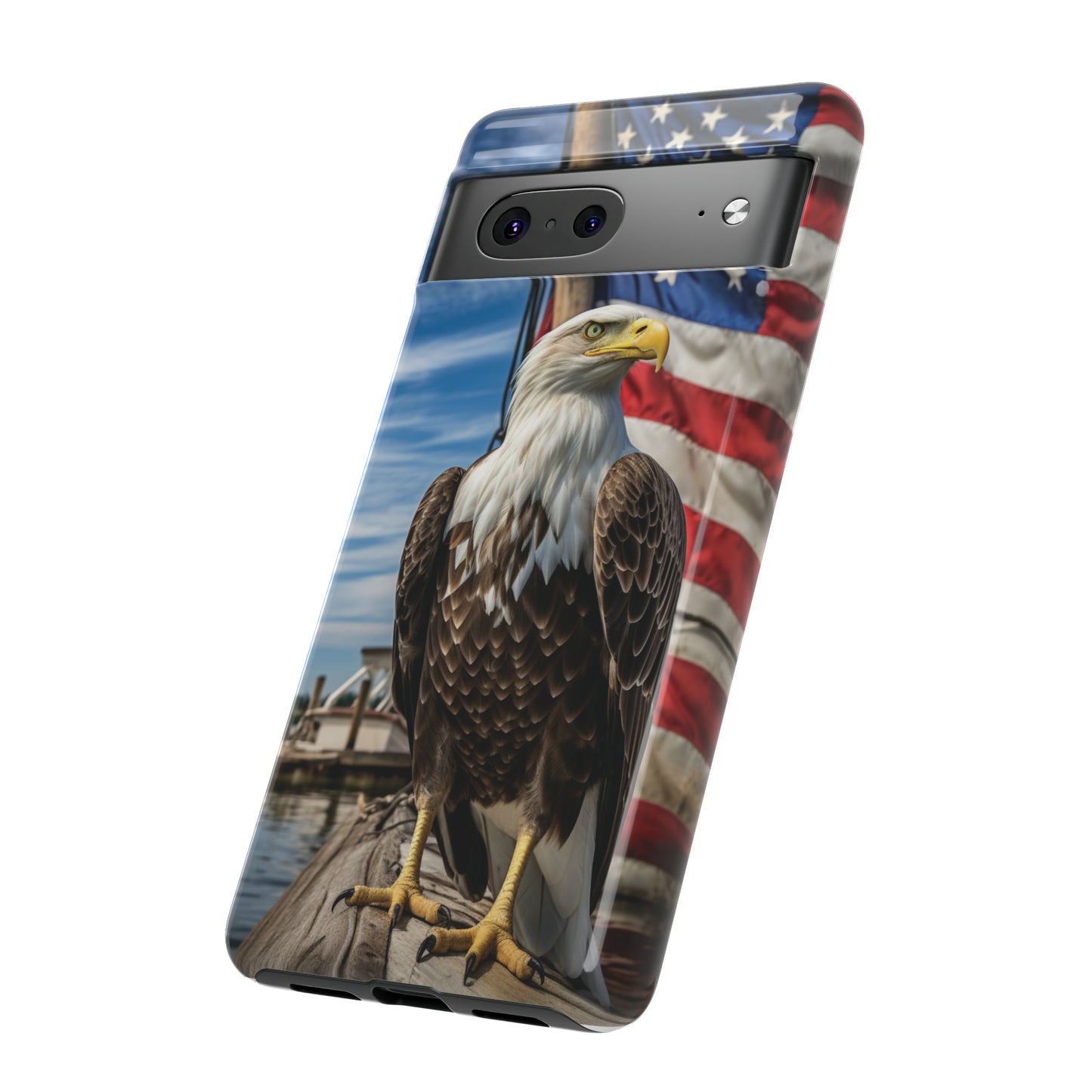 Patriotic Phone Case with American Flag and Bald Eagle
