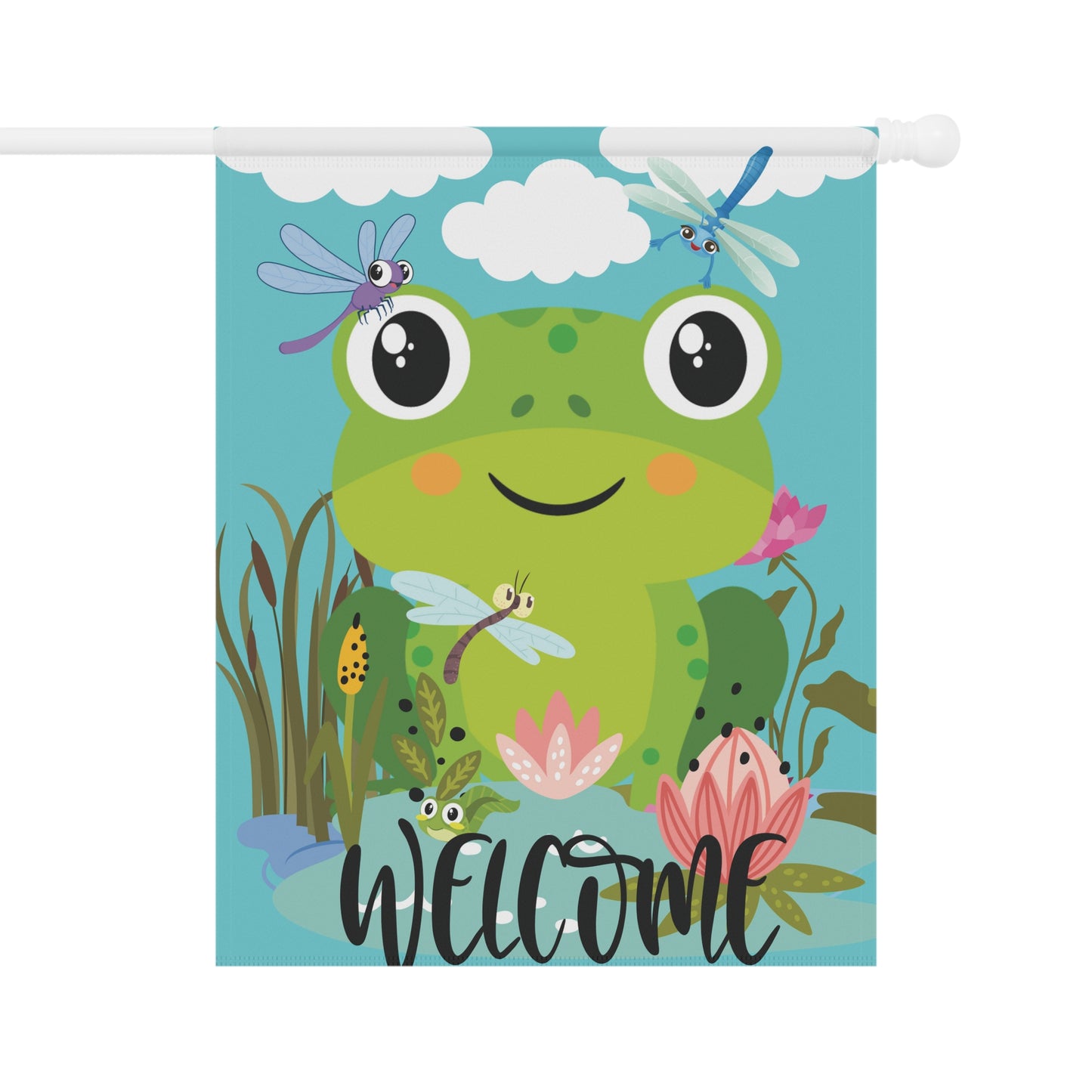 Enchanting Frog and Bugs Welcome Flag