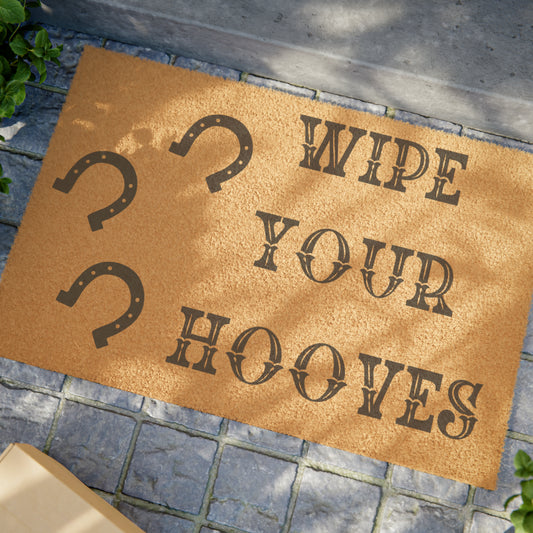 Horse 'Wipe Your Hooves' Coir Fiber Welcome Mat - 24" x 16"