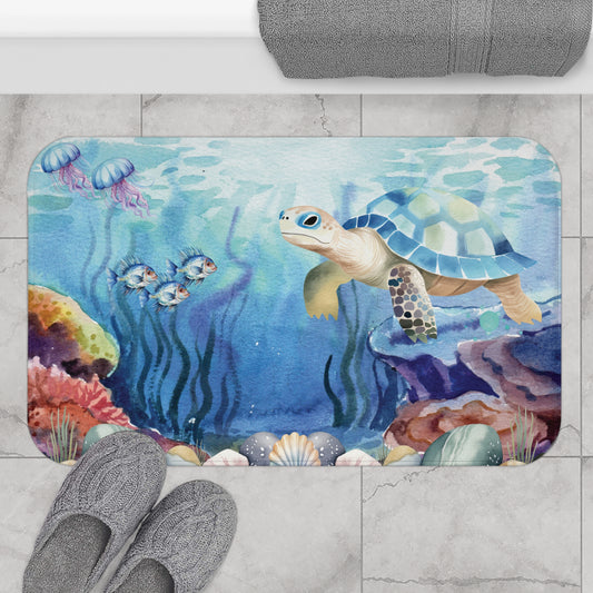Underwater Scene Bath Mat - Perfect Gift for Sea Lovers - Memory Foam microfiber - Ocean-themed - Anti-slip marine bath mat