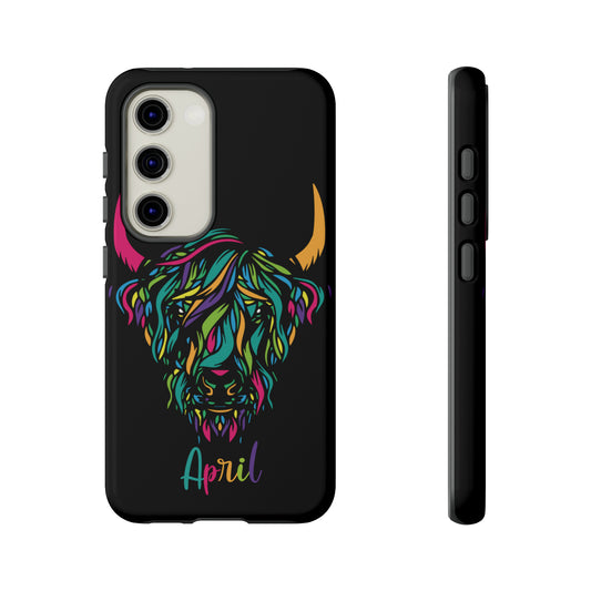 Colorful Highland Cow Personalized Phone Case - Premium Protection for iPhone, Samsung Galaxy, Google Pixel, Tough Cases