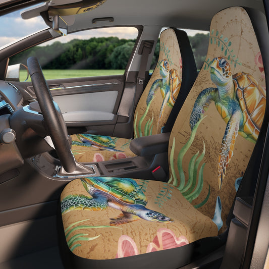 Sea Turtle Polyester Car Seat Covers - Gift for Ocean Lovers - Cute Turtles - Nautical Car Seat Protection