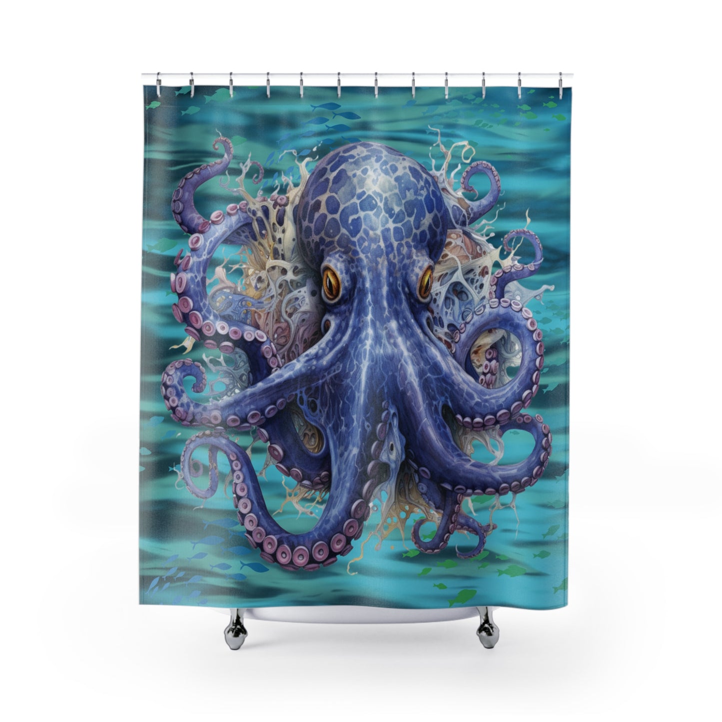 Octopus Ocean Wave Polyester Shower Curtain
