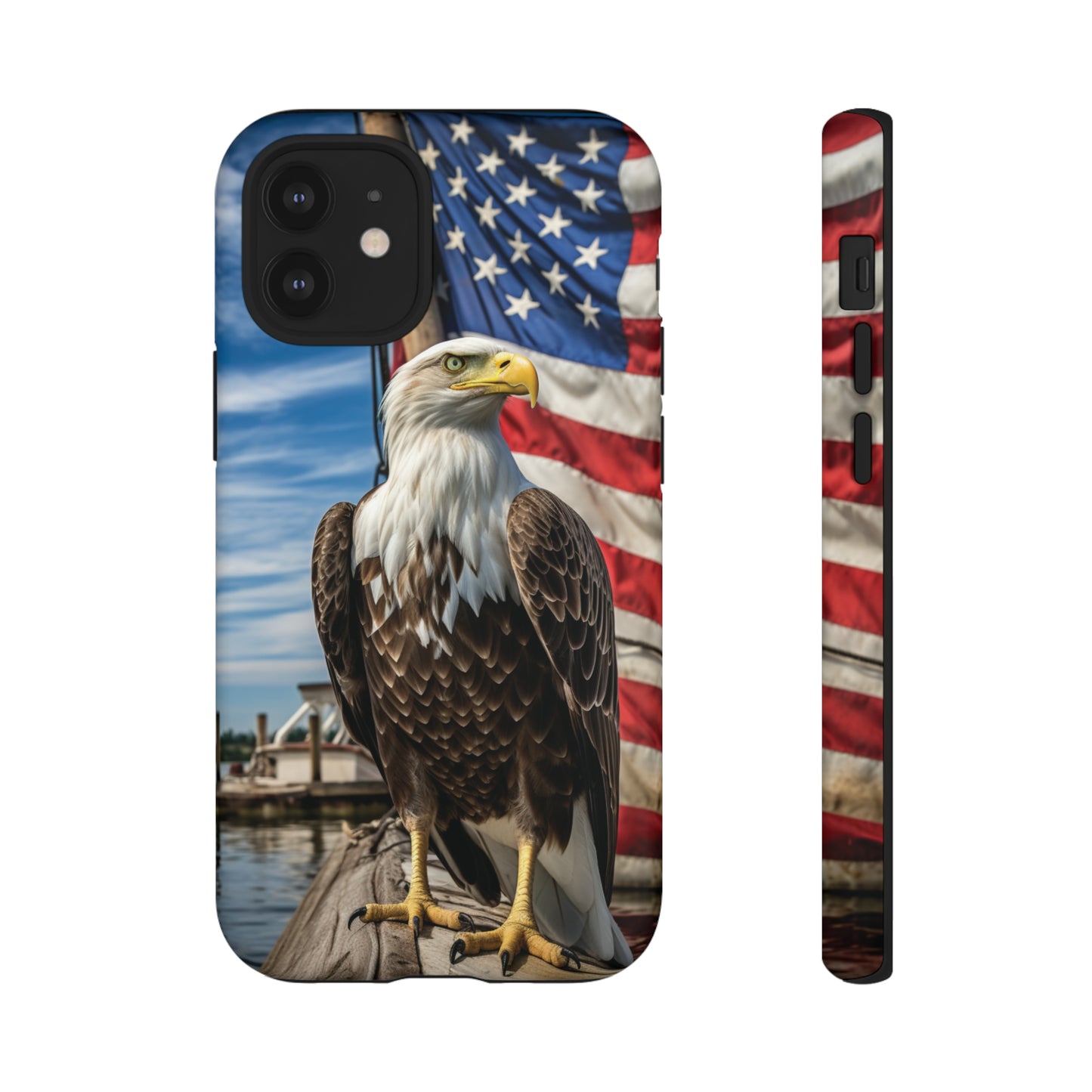 Patriotic Phone Case with American Flag and Bald Eagle
