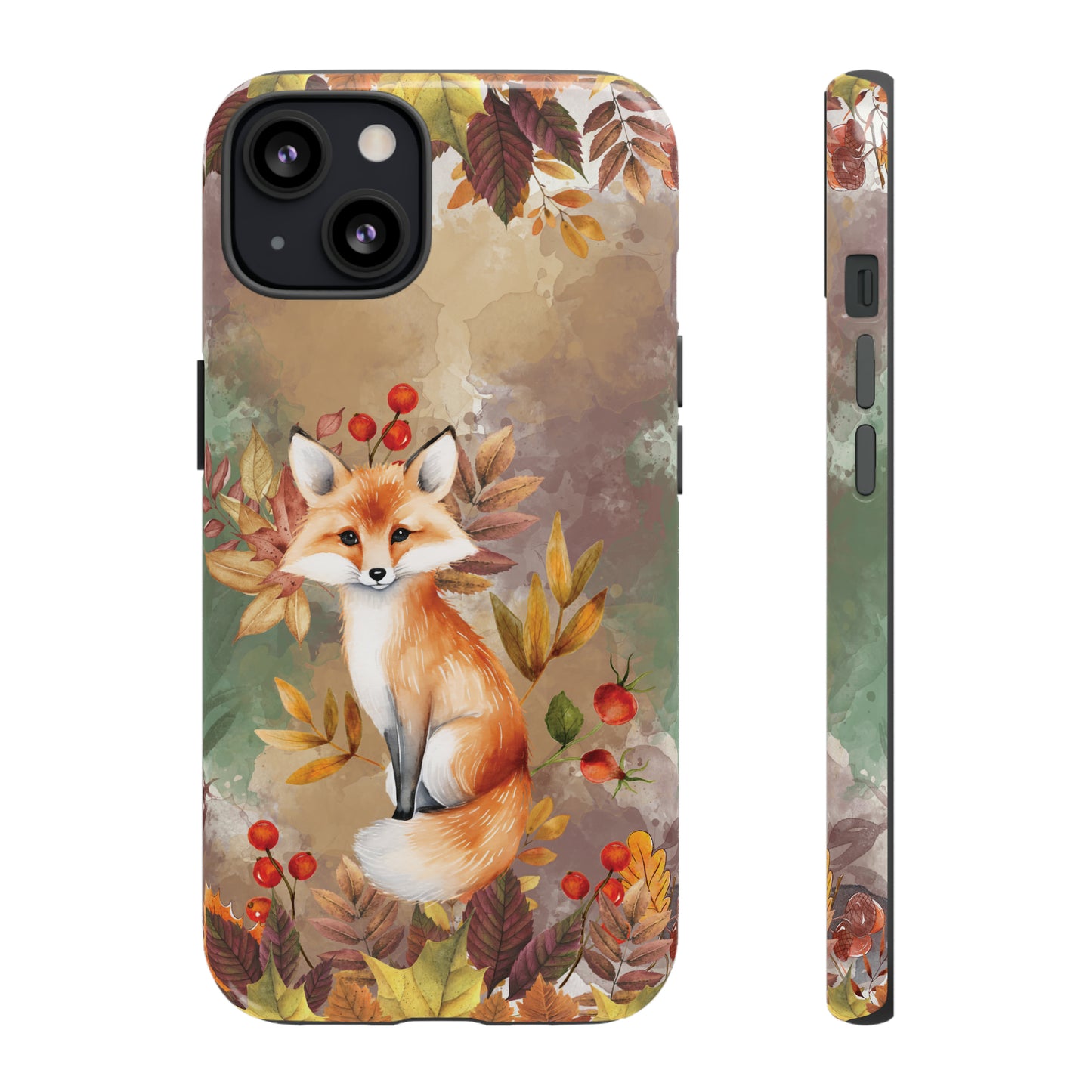 Whimsical Fox and Fall Leaves Tough Phone Case