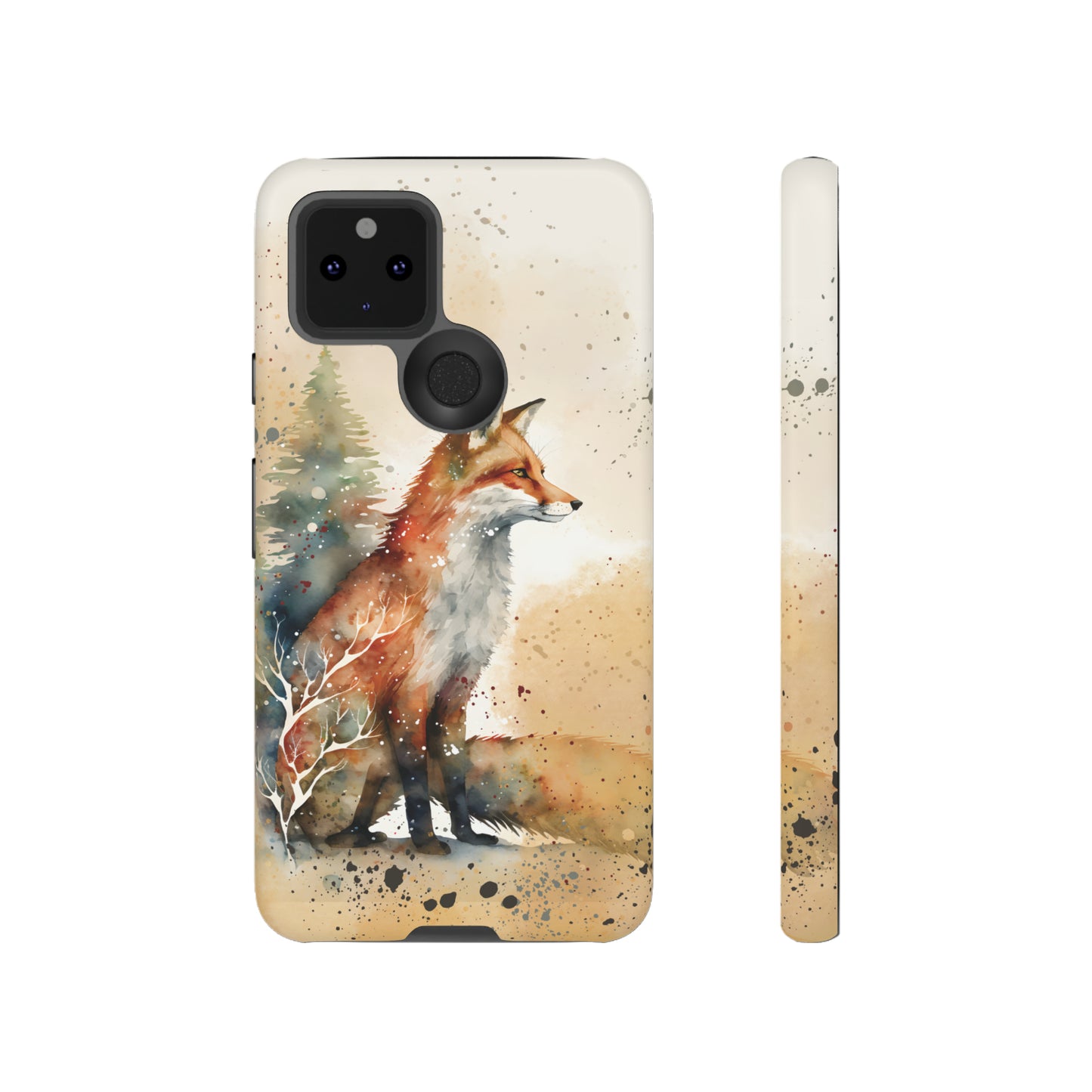 Wintery Watercolor Fox Phone Case for Iphone, Galaxy, and Pixel, Tough Cases, Fox Lover Gift, Smartphone protection, Wildlife Art