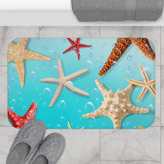 Colorful Starfish Bath Mat - Non-Slip & Quick-Drying Microfiber - Bathroom Decor