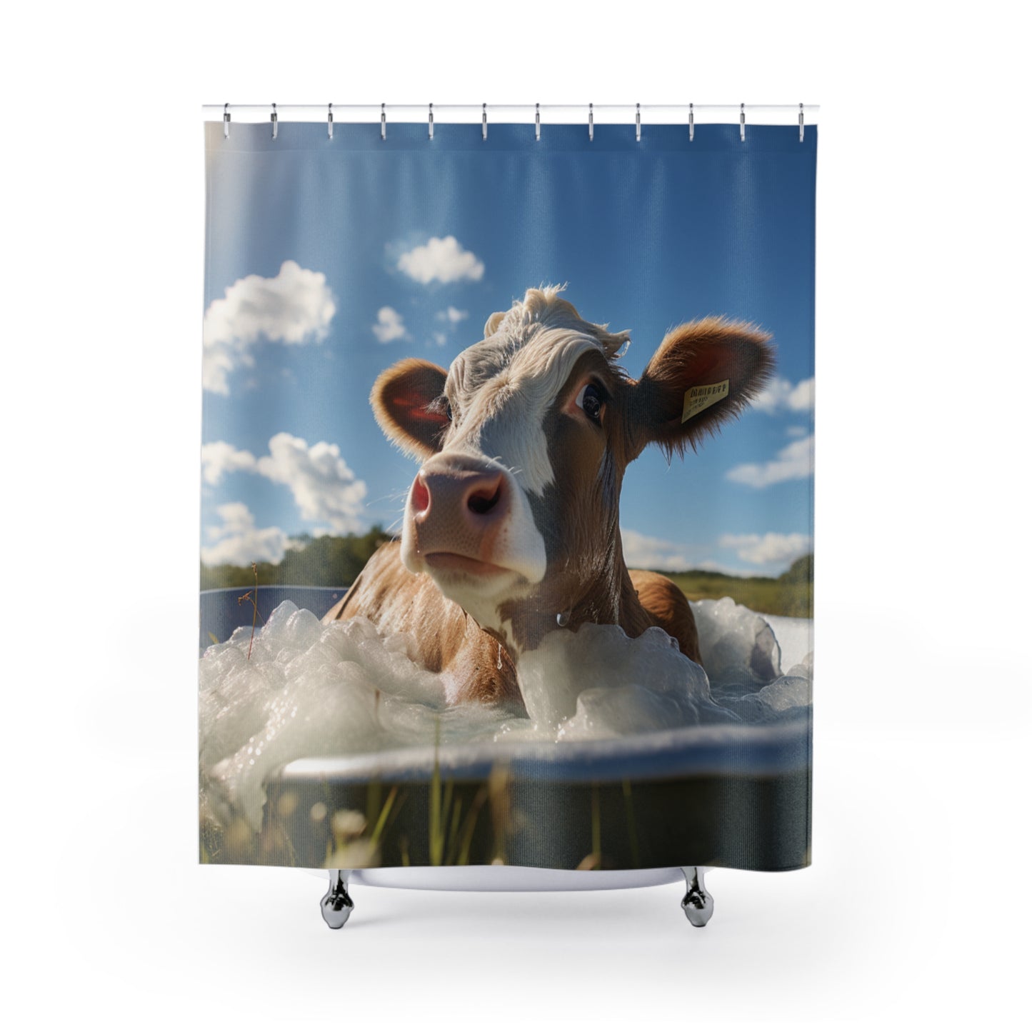 Cow Spa Retreat Polyester Shower Curtain