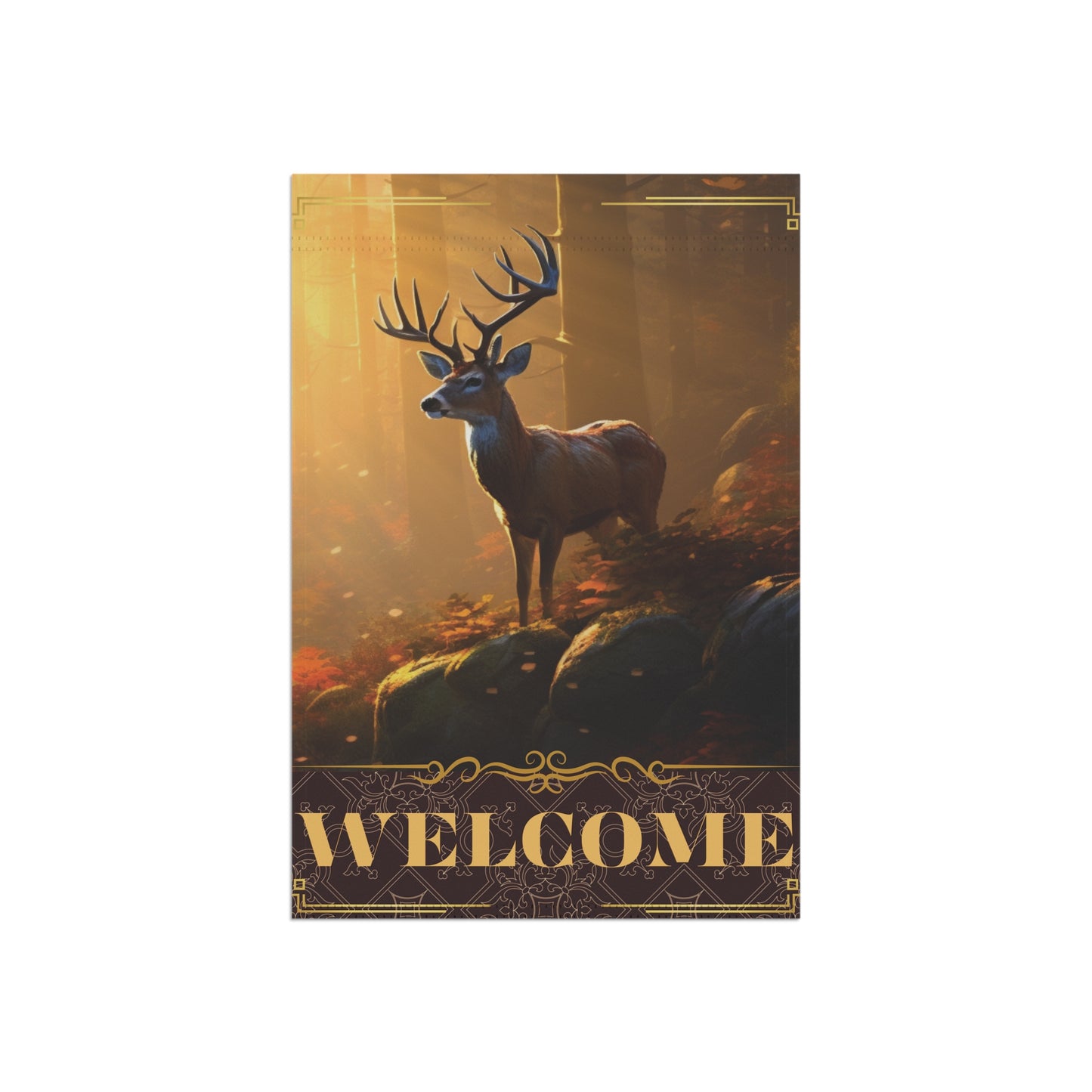 Welcome Whitetail Deer in the Forest Flag