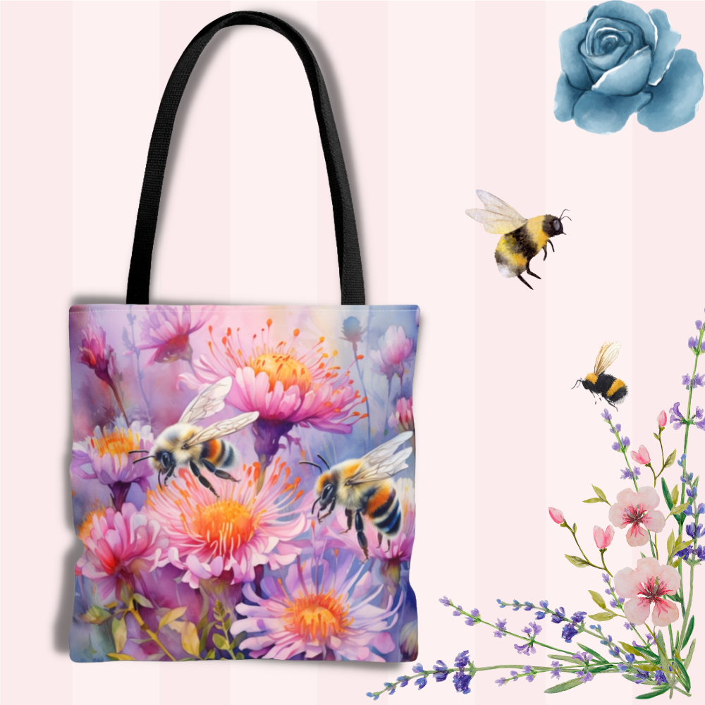 Floral and Bumblebee Tote Bag