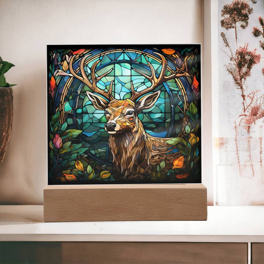 Deer Stain-Glass Style Acrylic Plaque