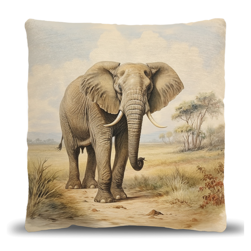 African Elephant Woven Pillow