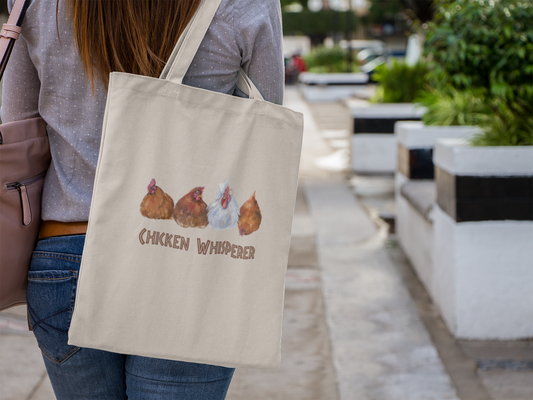 Unique Cotton Canvas Chicken Whisperer Tote Bag Chicken Lover Gift Shopping Bag
