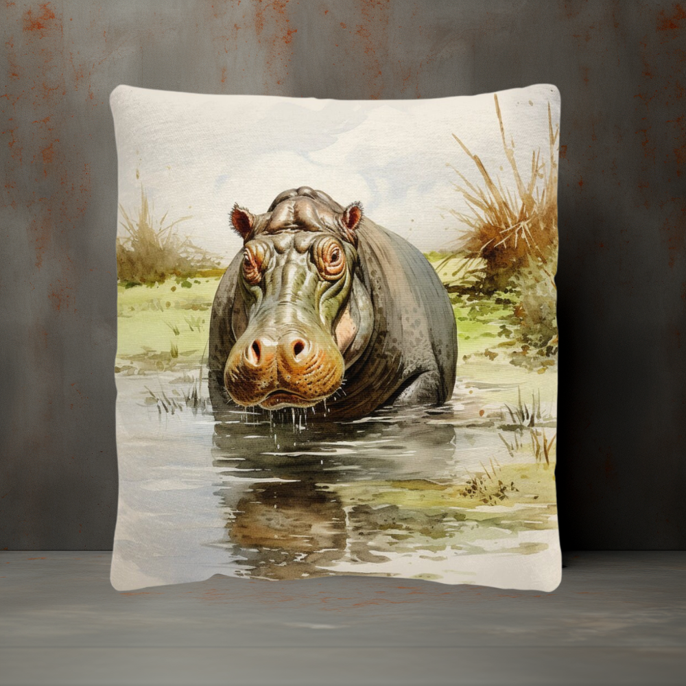 Vintage Hippo Woven Pillows