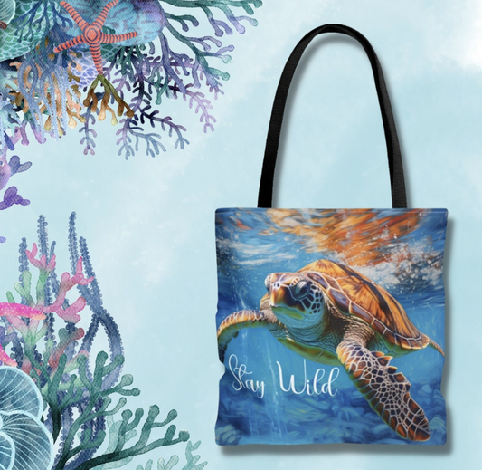 Stay Wild Sea Turtle Tote Bag